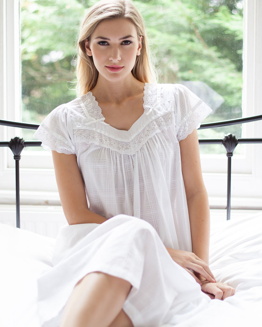 Nancy Cotton Lawn Cap Sleeve Nightdress Cottonreal